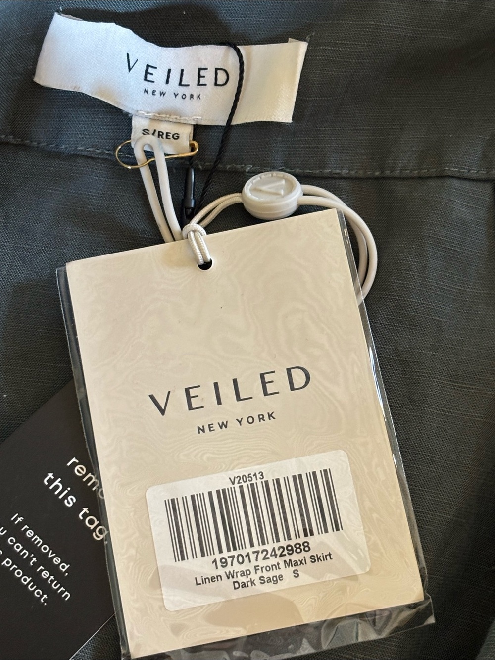 Veiled NY sage linen blend maxi wrap skirt Sz S New - Picture 5 of 10